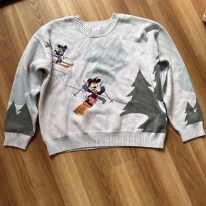 Disney Parks Minnie Mouse and Friends Holiday Homestead Ski Sweater Size Large